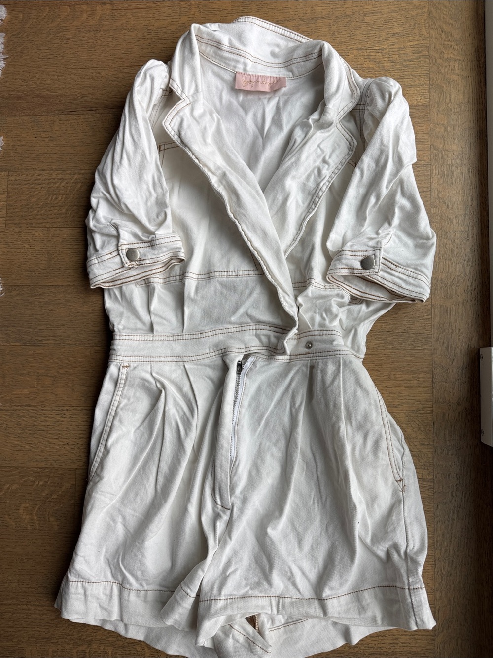 Splendid White Utility Romper with Zip Front